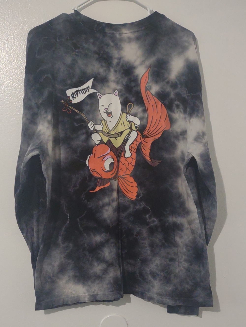 Ripndip Black & Gray Tie-Dye Long Sleeve Graphic Tee Size Large
